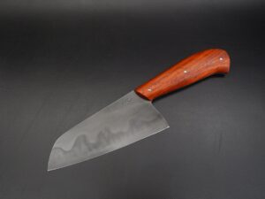 Couteau de cuisine japonais 14cm bunka en acier au carbone et manche en itoba. Création unique par Alban CAMPAGNOLA : coutelier forgeron, AC Coutelier, artisan d'art