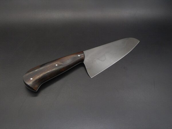 Couteau de cuisine éminceur 15cm enacier au carbon et manche en ziricote. Par Alban CAMPAGNOLA : coutelier forgeron, AC Coutelier, artisan d'art