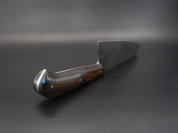 Couteau de cuisine éminceur 15cm enacier au carbon et manche en ziricote. Par Alban CAMPAGNOLA : coutelier forgeron, AC Coutelier, artisan d'art