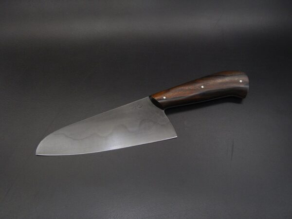 Couteau de cuisine éminceur 15cm enacier au carbon et manche en ziricote. Par Alban CAMPAGNOLA : coutelier forgeron, AC Coutelier, artisan d'art