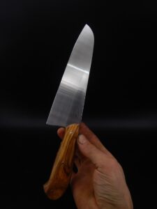 Couteau de cuisine éminceur "Le 17", inox. Création unique par Alban CAMPAGNOLA : coutelier forgeron, AC Coutelier, artisan d'art