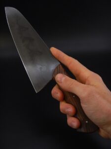 Couteau de cuisine éminceur "Le 19", Création unique par Alban CAMPAGNOLA : coutelier forgeron, AC Coutelier, artisan d'art