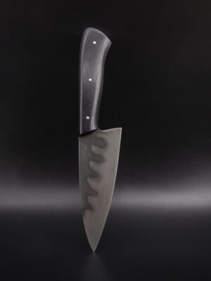 Couteau de cuisine de type utilitaire de 14cm en acier au carbone. Création unique par Alban CAMPAGNOLA : coutelier forgeron, AC Coutelier, artisan d'art